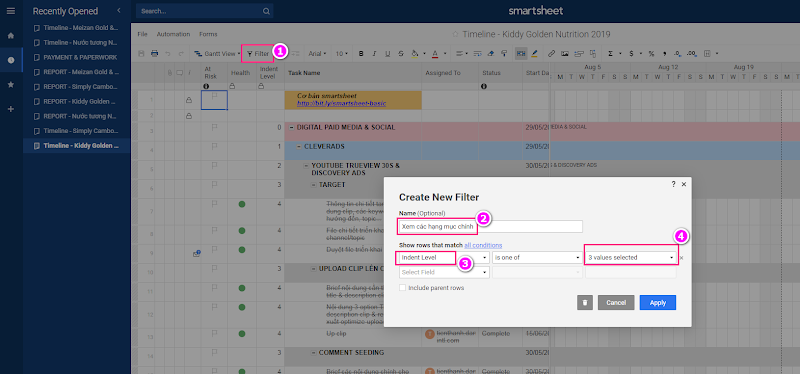 Series: Quản lý Dự Án Truyền Thông Bằng Nền Tảng Smartsheet - Hướng Dẫn Sử Dụng Nền Tảng Smartsheet 31